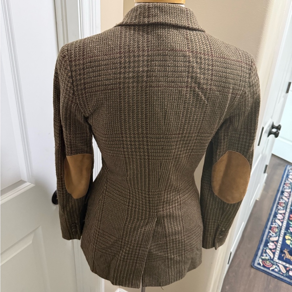 Ralph Lauren virgin wool herringbone Brown Plaid Tailored Blazer - Picture 4 of 8